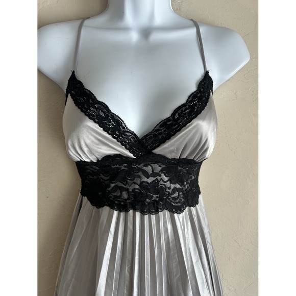 Vintage Y2K XOXO Slip Dress S Fairy Grunge Dainty Prom Formal Lace Silver Party - Picture 3 of 11